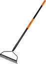 Garden Rake for Lawn Heavy Duty, 14 Tines Metal Rake with Thick Fiberglass Handle, 58 Inches