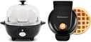 Elite Gourmet EGC-007B# Rapid Egg Cooker, 7 Egg,Hard, Medium, Soft Boiled Eggs, Poacher, Omelet Maker, Auto Shut-Off + EWM013B Electric Nonstick Mini Waffle Snack Maker, Belgian Waffles, Black