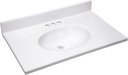 Design House Vanity Top Sink, Cultured Marble, 3 Predrilled Centerset, 4 in Backsplash, Stain-Resistant, Easy-To-Clean, Solid White, 31 in W x 19 in D x 10.6 in H, 586198