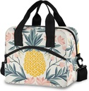 ALAZA Tropical Vintage Pineapple Floral Insulated Lunch Box Reusable Cooler Bags with Shoulder Strap for Women Men Adults, 19-Can (12.5L)