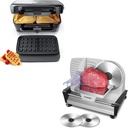 FOHERE Waffle Maker 3 in 1 Sandwich Maker 1200W & 200W Meat Slicer for Home Use, Electric Food Slicer