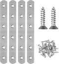4 PCS Straight Brackets, Stainless Steel Flat Straight Brace, 6 inch, Metal Brackets with 24 Screws for Furniture Repair Fixing