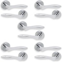 5 Sets of Door Handles 'Bell' Solid Brass Lever on Rose – Polished Chrome