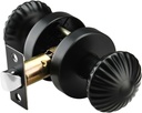 Black Interior Door Knobs Non Locking, Passage Door Handles for Hall & Closet, Heavy Duty Seashell Door Knobs