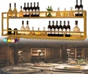 Gold Industrial Wall Mounted Wine Rack - Stylish Bottle Storage Unit for Home Bar Restaurant & Wine Cellar - 100x20x55cm Perfect for nizing Alcohol Bottles