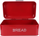 European Bread Bin Box, Storage Container for Bread, Large Capacity Food with Non Slip Base, Airtight Iron Bread Box for Home and Bakery Shop, Red