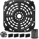 Air fryer Accessories for Ninja AF080 2QT Mini Air Fryer, 5.6'' * 5.6'' Square Food Grade Non-stick Air Fryer Grill Pan Grill Plate Crisper Plate Replacement Parts Tray Rack, Dishwasher Safe