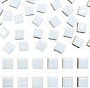 50 Pieces White Mosaic Tiles for Crafts 1" Ceramic Tiles Assorted Colors Square Ceramic Mosaic Project Supplies for Photo Frame Mosaic Stepping Stones Bath Old Pool Furniture Decor