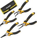 4-Piece Snap Ring Pliers Set - 7-Inch Internal/External Circlip Pliers Kit (Straight/Bent Jaw, 5/64" Tip) for Ring Removal, Heavy Duty Chrome Vanadium Steel with Storage Pouch