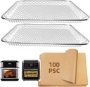 Air Fryer Accessories for Instant Vortex Plus Quart Air Fryer, 100pcs Air Fryer Liners Disposable Paper and 2pack Stainless Steel Mesh Cooking Tray Dehydrator Tray for CHEFMAN 12Qt Air Fryer
