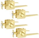 4 Pack Gold Door Lock Hall/Closet Lever Handle Lock Interior Door Knobs in Gold for Passage Door Reversible for Right/Left Handles