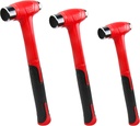 C&T 3 Piece Ball Peen Hammer, 16oz 32oz 48oz, Fiberglass Handle hammer for Ball Peen, Blow Striking Ball Pein Hammer Handle Tool with Forged Steel Construction for Metal Working