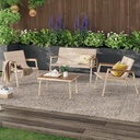 Suntone 4 Pieces Outdoor Patio Furniture Set, Garden Patio Conversation Sets with Padded Suspended Cushion, Outdoor Furniture Set for Lawn Backyard Balcony, Beige