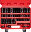 AMM 3/8" Drive Impact Socket Set, 48-Piece Standard SAE (5/16 to 3/4 inch) and Metric (8-22mm) Size, 3" and 6" Drive Extension Bar, Impact Universal Joint, 3/8" to 1/2" Impact Adaptor, CR-V