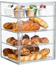 Pastry Display Case,Bread Box for Kitchen Countertop,4 Layers Adjustable Clear Bread Storage with Magnetic Door Bakery Pastry Display15.5x11.4x9.8inch，1 Pack