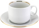 Dobrush 220 ml Fine Porcelain Tea Pair Golden Line, Elegant Bone China Teacup and Saucer, 2 Piece-Set