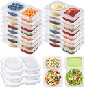 BADBLUE 16Pack Snack Box Containers, Double Compartment Condiment Containers with Lids, Reusable Small Sauce Dipping Container, Grab and Go Disposable Mini Snack Container for Kids Adults