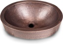Monarch Abode 17-Inch Hand Hammered Pure Copper Oval Skirted Drop-In Bathroom Sink, Bathroom Sink Drop-In, Top Mount Bath room Sinks for Powder Room, Home Restroom or Guest Bath