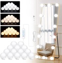 Hollywood Vanity Mirror Lights 14 LED Bulbs 3 Color Dimmable Mirror Light, Vanity Lights 3000K Warm 4000K Nature 6500K Daylight White Portable Makeup Mirror Light for Bathroom Dressing Room
