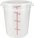 Winco Heavy-Duty Round Food Storage Container, 8 Quart, White