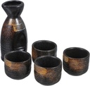 1 Set Sake Jug Set Japanese Style Sake Kettle Japanese Sake Jar Cups Kit Holder Decor Terrarium Container Sake Glasses Portable Wine Cups Sake Tea Vintage Ceramics(As Shown)
