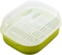 Microwave Oven Steamer Cook Container with Lid Plastic for Steamed Bread Bun Dumpling Fish Kitchen Utensil (Green)