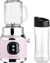 CULINARY CHEF Retro Smoothie Maker Blender with Mason Jar, Perfect for Shakes and Smoothies, 300-Watt, PINK