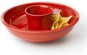 Fiesta® 2-Piece Chip and Dip Set 12 7/8” – Durable Ceramic, Lead-Free, Dishwasher/Microwave/Oven Safe – Made in USA - Scarlet