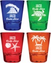 R and R Imports Jaco Costa Rica Souvenir 4-Pack Multicolor Engraved Round Shot Glasses Beach Set