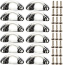 Cabinet Cup Pulls 3 inch (82mm), Modern Silver Kitchen Cabinet Handles, 12 Pack Furniture Door Hardware Knobs with Screws for Chest of Drawers Cupboard Dresser Wardrobe