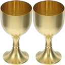 2pcs Brass Wine Glass - Elegant Copper Goblet for Decoration and Gifting 2.1in High Foot Design Antique Style Metal Drinking Cup