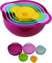 Southern Homewares 5-Piece Nesting Mixing Bowl Set with Colander, Sieve, Measuring Cup, and Juicer – Stackable Multi-Color Kitchen Set