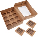 PRETYZOOM 4Pcs Cupcake Boxes with Capacity Easy to Assemble Kraft Containers for Parties and Events for Storing and Transporting Cupcakes