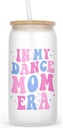 In My Dance Mom Era Frosted Glass Cup 16Oz - Funny Dancer Mom Tumbler Glass 16 Oz - Coffee Mug Gifts For Mom On Birthday Gifts - Mothers Day Gifts - Cool Mom Gifts, Transparent