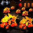 Fall Solar Lights Outdoor Decorative, 4Pack 80LED Solar Fall Lights Waterproof for Yard & Garden,Fall Outdoor Decorations for Yard, Maple Leaf Thanksgiving Halloween Christmas Grave Décor (4 Pack)