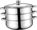 Cabilock Multifunctional Stainless Steel Steamer Pot Three-layer Deep Design for Healthy Cooking Home Steamer for Soups Vegetables and Seafood Space-saving Cookware