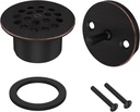 Trip Lever Tub Trim Kit Set with Two Hole Trip Lever Overflow Face Plate, Grid Tub Drain Kit, Bathtub Drain Assembly Stopper Kit, Overflow and Matching Screws(Oil Rubbed Bronze)