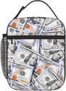 Funny Dollar Cash Money Pattern Insulated Lunch Bag Reusable Cooler Lunch Box Portable Leakproof Thermal Container Tote Bags for Girls Boys School Travel