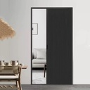Single Accordion Sliding Door with Screen 43x43 in, Black Retractable Folding Door for Closet/Doorway/Bedroom/Bathroom/Living RoomReplacement Barn Door