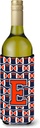 Caroline's Treasures CJ1066-ELITERK Letter E Football Orange, Blue and White Wine Bottle Hugger Bottle Cooler Sleeve Hugger Machine Washable Collapsible Insulator Beverage Insulated Holder