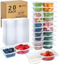 20 Sets Reusable Snack Containers With Lids, Double Compartment Snack Pack Containers, Portion Control, Meal Prep, Ideal For On-The-Go Mini Sauce Boxes & Lunchable Snack Packs For Kids