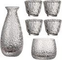 Sake Set, Saki Cups，Crafts Cup Ceramic Sake Set， Glass Sake Set Japanese, Sake Pot Sake Cup Transparent Modern for Home Party and Great Gifts 4 Sake Cups +1 Sake Pot + 1 Vessel Cup for Heat Preservati