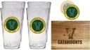 R and R Imports Vermont Catamounts Officially Licensed Kitchen Pack - Wood Cutting Board, 4 Pint Glasses & Magnetic Bottle Opener