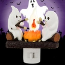 Ghost Campfire Flickering Nightlight for Halloween Indoor Decoration Spooky Ghost Fake Camp Fire Cute Halloween Decor Night Lights Gifts for Kids Family and Friends