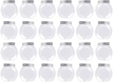 Small Round Jars with Lids, Plastic Candy Jars with Lids, Side Cookie Jar, Bulk Kitchen Counter Clear Container, Wide Mouth Mason Jars, Ball Canning Jars for Party, Oats, Honey, Spice(24PCS,S-7zo)