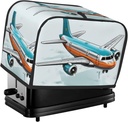 Cartoon Airplane 2 Slice Toaster Covers Dustproof Splash-Proof Bread Machine Cover Fingerprint Protectors Small Washable Kitchen Appliance Cover Universal Size