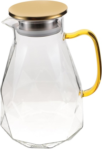 [BRSRACA2OUAQOADL] Diamond Kettle Glass Fruit Infusion Water Pitcher Lid Juice Pitcher Iced Tea Maker Beverage Serveware Heat Resistant Design