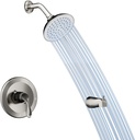 Tub and Shower Trim Kit, Tub and Shower Faucet Set with Single-Spray Shower Head and Tub Spout, Single-Handle Shower Tub Kit, Brushed Nickel (Valve Included)