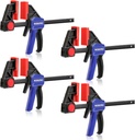 WORKPRO 6" Bar Clamps for Woodworking, One-Handed Clamp/Spreader, Light Duty Wood Clamps Set, Quick-Change F Clamps with 150LBS Load Limit, 4 Pack