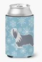 Caroline's Treasures BB3517CC Winter Snowflake Bearded Collie Can or Bottle Hugger Cooler Washable Drink Sleeve Collapsible Beverage Insulated Holder, Can Hugger, Multicolor